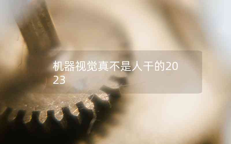 機器視覺真不是人干的2023